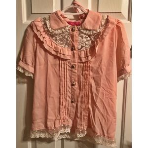 Peach Lace Lolita K-Fashion Blouse
